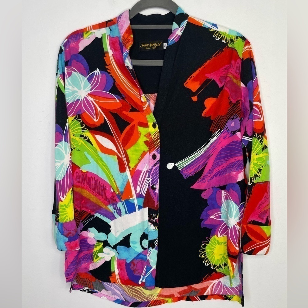 Jams World Caviar unique colorful artsy print blouse